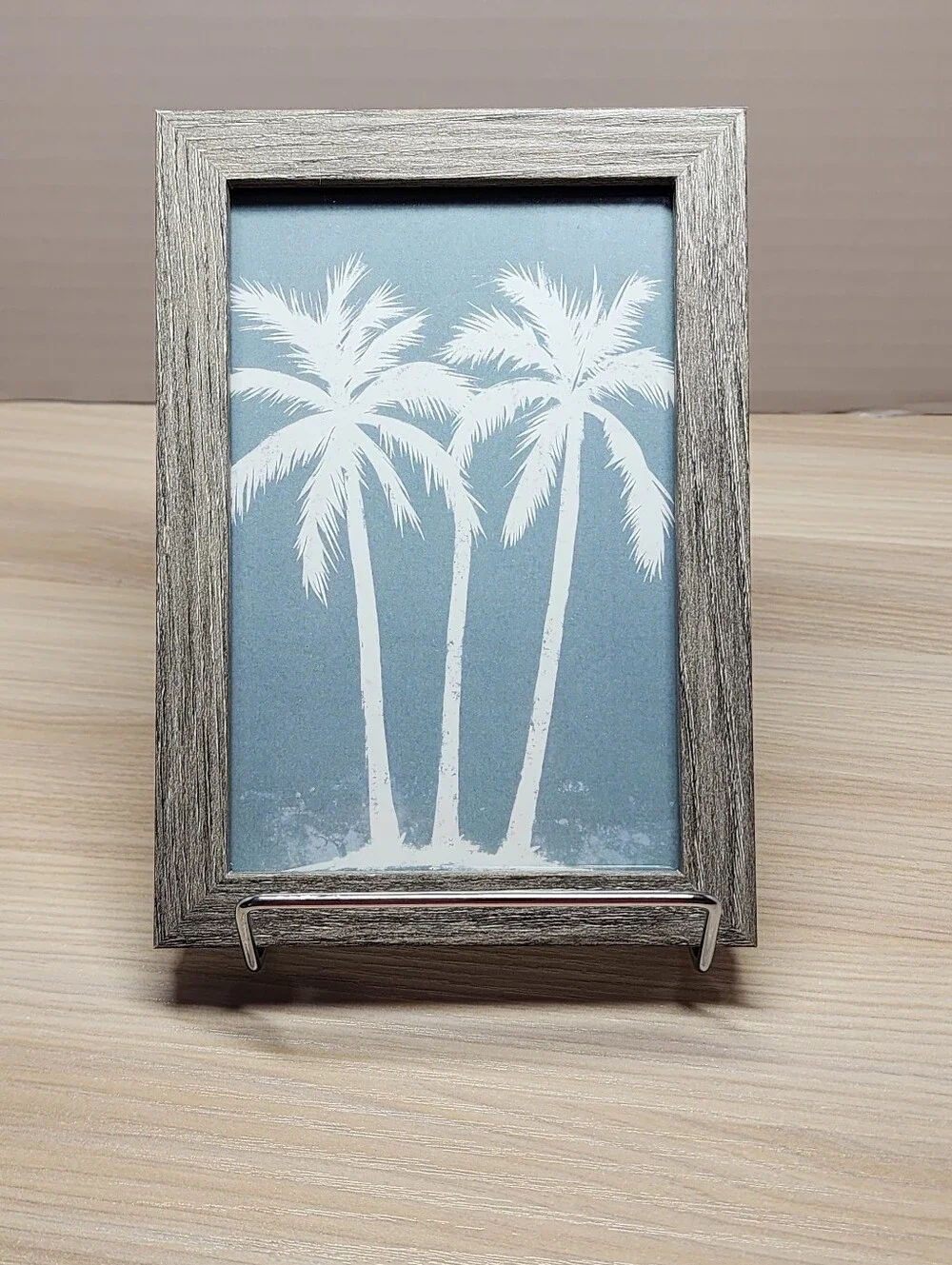Coastal Palm Print in Blue Frame - Home Accent